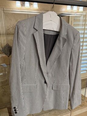 LOFT Women's Black & White Pinstripe Blazer